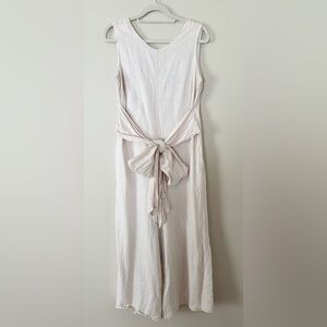 Vineyard Vines Palm Beach Lately Flamingo Pink Gold Wide Leg Tie Waist Jumpsuit